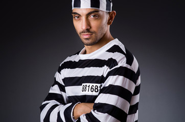 Angry prison inmate in dark room