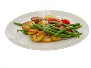 roasted potatoes and green beans