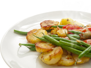 roasted potatoes and green beans
