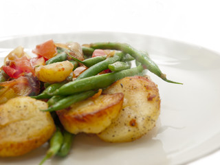 roasted potatoes and green beans