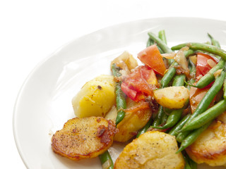 roasted potatoes and green beans