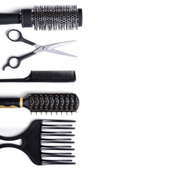 Hairdressing accessories set isolated
