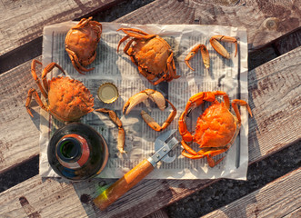 Boiled crabs
