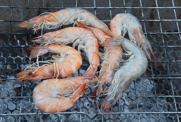 Grilled shrimp on the grill