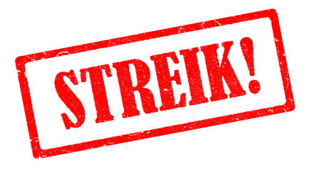 rotes Streik Logo, Stempel Illustration auf weißem Hintergrund