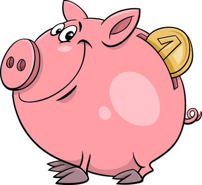 piggy bank with coin cartoon
