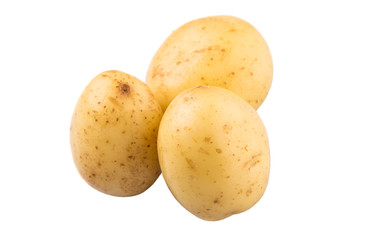 Baby potatoes over white background