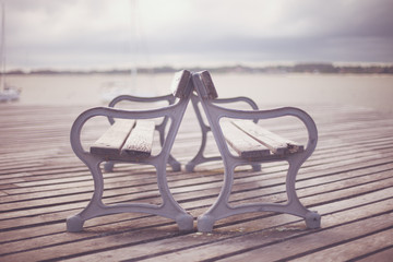 Benches in the boardwalk