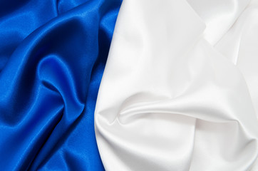 white and blue satin fabric 