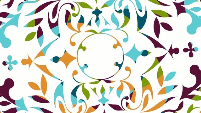 Colored animation with rotating floral decorative patterns