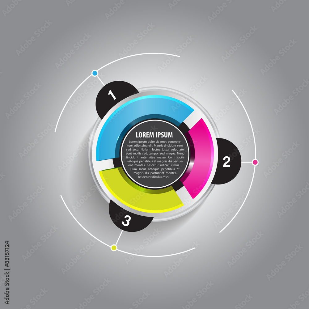 Poster Vector round graph with three colored sections