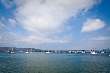Beautiful landscape of the bridge that connects San Vicente with
