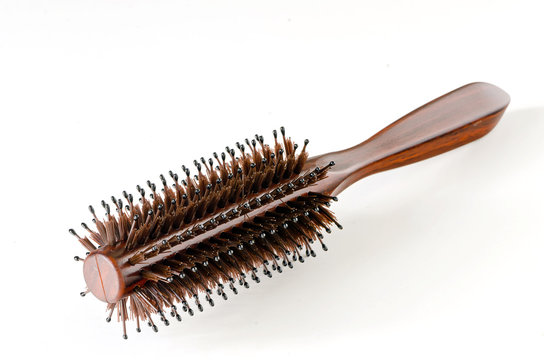 Round Hairbrush On White Background