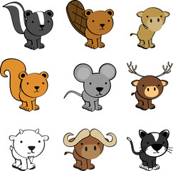cute animals cartoon pack collection in vector format 
