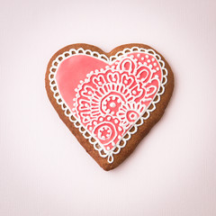 Home-baked and decorated heart shaped cookie