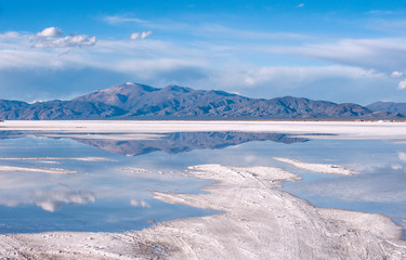 Salinas Grandes on Argentina Andes is a salt desert in the Jujuy