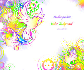 Birds, abstract background