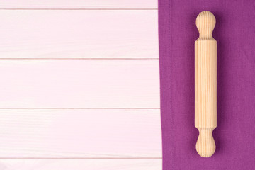 Kitchenware on purple towel