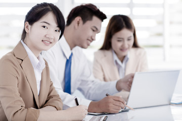 Fototapeta premium Business people discussing the charts and graphs showing the res