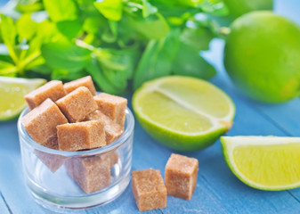 fresh limes with sugar