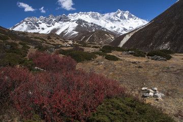 view of the Himalayas (Lhotse on the right) from Somare