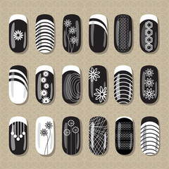 Nail design black and white - 83166364