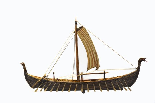 Viking ship isolated on White.