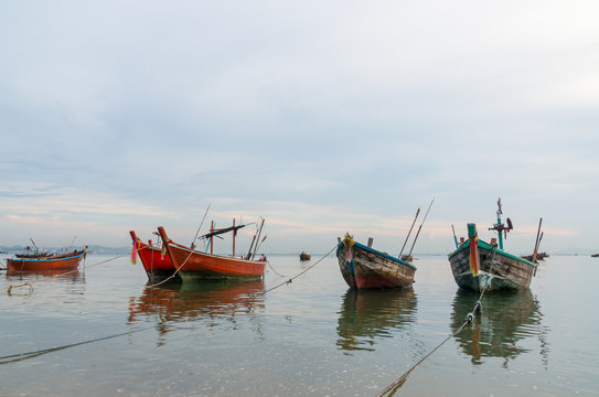 Small fishing boats on the sea 

