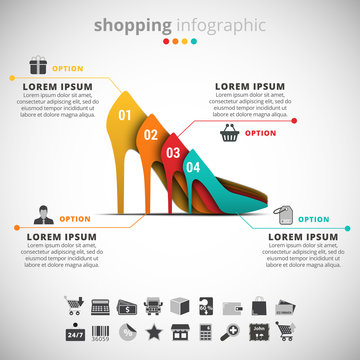 Shopping Infographic made of shoes.