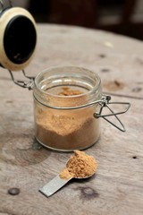 Brown sugar in a glass jar