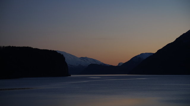 Twiling to night in Hornindal's beautiful fjord, Norway.
