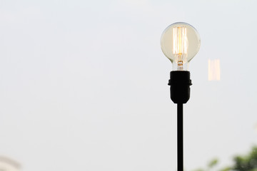 vintage light bulb with copy space as creative concept