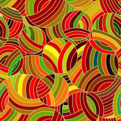 Vector seamless wave background of doodle drawn lines