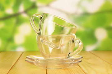 Empty glass cups