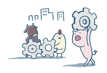 ギアを運ぶ家畜