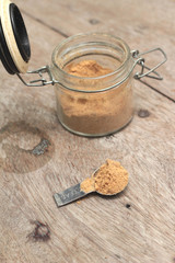 Brown sugar in a glass jar