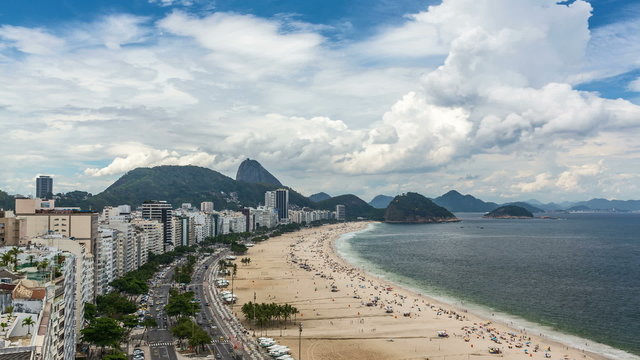 Copacabana Beach high angle Time Lapse in Rio de Janeiro, Brazil