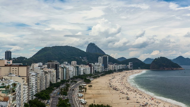 Copacabana Beach high angle Time Lapse in Rio de Janeiro, Brazil