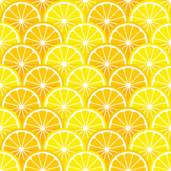 Seamless pattern with lemon and orange slices