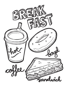 breakfast food and drink doodle