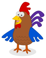 a happy multicolor rooster