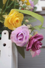 Beautiful vintage roses of artificial flowers