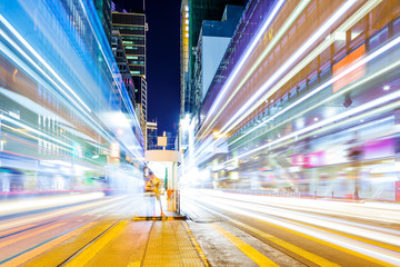 Traffic in Hong Kong at night