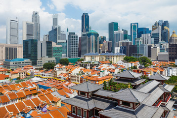 Fototapeta na wymiar Chinatown and business center of Singapore