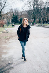 Fototapeta premium young beautiful hipster sporty blonde woman