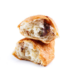 Tasty croissant on a white background.