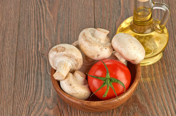 Fresh vegetables and mushrooms