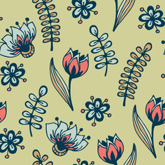 Vintage floral seamless pattern.