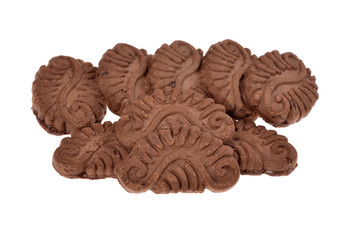pile chocolate cookies   , selective focus