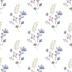 Watercolor floral seamless pattern.